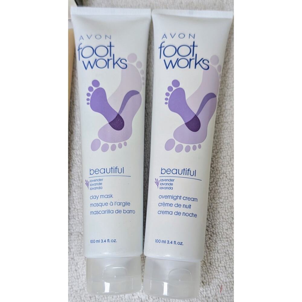 NOS Set of 2 Avon Foot Works Beautiful LAVENDER Clay Mask/Overnight Creme